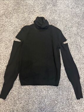 Zara Black Cutout Shoulder Turtleneck Sweater